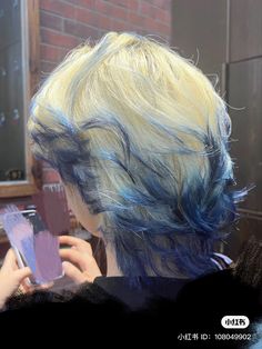 Blonde Hair With Blue Tips, Blonde And Blue Hair, Fox Hair Dye, Dyed Hair Blue, Light Blue Hair