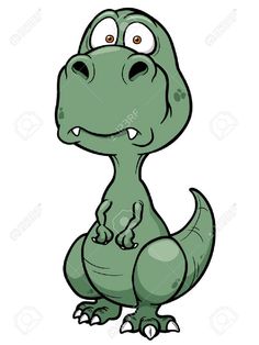 a cartoon dinosaur with eyes wide open, sitting down and looking at the viewer's eye