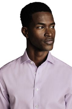 A fuss-free formal staple, our best-selling twill weave has a non-iron finish that's tailor-made for easy daily wear. Non-Iron Twill Cutaway Slim Fit Shirt Available in classic, slim and extra slim fit Non-iron Model is wearing a size 15H/34 Model's Height: 188cm/ 6'2 Elegant Purple Shirt For Business Casual, Purple Spread Collar Shirt For Formal Occasions, Classic Purple Dress Shirt For Formal Occasions, Classic Purple Dress Shirt For Work, Elegant Purple Dress Shirt For Business, Formal Purple Shirt With Spread Collar, Elegant Purple Business Shirt, Classic Purple Shirt With Button Cuffs, Purple Cotton Formal Dress Shirt