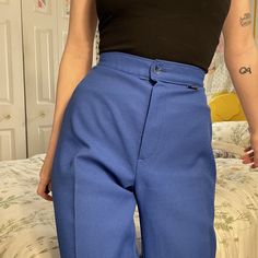 Selling these 23-inch Waist early 80s Sears pleated high-rise pleated pants! these are in great condition with some minor chafe marks as shown in the final image. Measurements in Inches:  Length: 37.5 Waist: 23-24 Inseam: 27 Rise: 12 Hips: 37 BUYING MULTIPLE ITEMS: please contact me if you plan to buy multiple listings, you will only have to pay the shipping on one listing!! Suede Vest, Womens Trousers, Purple Suede, Pleated Pants, Trousers Women, Capri Pants, High Rise, Pants For Women, Clothes For Women