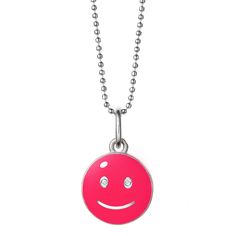 Powerful magic. Nora's Baby Smile necklace brings out the optimist in all of us 9mm diameter Hand-painted enamel in your choice of six sensational colors Sparkling diamond eyes are an option Sterling silver This piece is handcrafted to order by master jewelers in New York. Please allow 4-6 weeks production time. For en Playful Silver Necklaces With Charms, Hypoallergenic Pink Sterling Silver Necklace, Pink Sterling Silver Necklace With Charms, White Gold Enamel Necklaces, Silver Enamel Charm Necklace With Round Pendant, Personalized Enamel Necklaces, Silver Enamel Round Pendant Charm Necklace, White Gold Enamel Round Pendant Necklace, Pink Enamel Charm Necklace