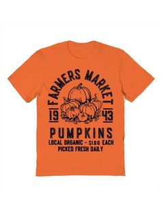 COMFY & COOL: Nearly There offers graphic shirts made of materials that are durable, comfortable, and easy to care for. Whether you're looking for a funny, inspirational, or pop-culture-inspired graphic shirt, we've got you covered.Nearly There Farmers Market 1943 Pumpkins Halloween Graphic Cotton Unisex T-Shirt Orange Casual  Short Sleeve  Figure,Halloween,Letter,Plants,Slogan    Women Clothing, size features are:Bust: ,Length: ,Sleeve Length: Event Shirts, Halloween Letters, Halloween Graphic, Minimalist Prints, Fall Festival, Graphic Shirt, Casual Streetwear, Farmers Market, Maternity Bag