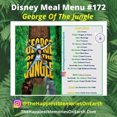 an advertisement for the movie george of the jungle, which is featured in disney meal menu