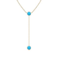 This lariat style necklace designed in 14k yellow gold is high on style and elegance. The two round turquoises are bezel-set and linked together by a cable chain, exhibiting a minimal yet alluring design. 11th Wedding Anniversary, Turquoise Necklaces, Lariat Style Necklace, Yellow Gold Chain, Style Necklace, Turquoise Pendant, The Two, Bezel Setting, Necklace Designs