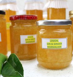 several jars of lemon, gin and ginger marmalade