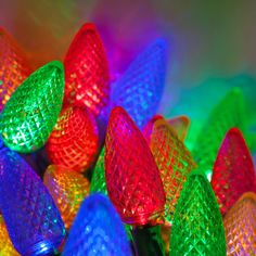 colorful christmas lights are shown in this close up photo