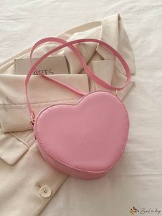 Bird in Bag - Stylish Pink Solid Color Zipper Heart Shaped Bag for Girls - Fashionable Shoulder Bag for Outdoor Activities Cute Heart-shaped Shoulder Bag For Daily Use, Cute Shoulder Bag For Valentine's Day, Pink Bags With Zipper Closure For Gifts, Pink Bag With Zipper Closure For Gift, Pink Bag With Zipper Closure As Gift, Trendy Bags With Zipper Closure For Gift, Cute Pink Heart-shaped Bag, Cute Heart-shaped Pink Bag, Trendy Shoulder Bag With Zipper For Valentine's Day