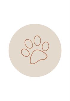 a dog's paw is shown in the center of a white circle with an orange outline