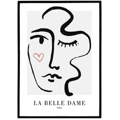 a black and white drawing of a woman's face with the words la belle d'ame