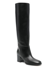 Gianvito Rossi 60mm Santiago Boots - Farfetch Classic Knee-high Boots With Block Heel For Business, Classic Formal Mid-calf Boots With Block Heel, Classic Knee-high Boots With Sculpted Heel In Calf Leather, Classic Calf Leather Knee-high Boots With Sculpted Heel, Farfetch Boots, Luxury Black Knee-high Boots With Block Heel, Luxury Black Knee-high Boots With Leather Sole, Long Black Boots Farfetch, Black Suede Luxury Knee-high Boots