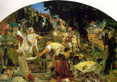 an image of a painting of people in the park