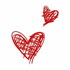 two hearts drawn in red on a white background