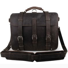 This thick cowhide leather briefcase messenger bag is a multifunctional briefcase backpack including shoulder strap and handle for flexible usage as laptop bag,handbag or briefcase.This briefcase with large capacity and reasonable interior is the perfect companion for professional business people.     ITEM OVERVIEW   Full Grain Thick Cowhide Leather Imported From Italy,Hand Made By Professional Artisans         Body Dimension:41.5(L)*20.5(W)*32(H)cm/16.3*8*12.5 inch         Main compartments fit up to 15.6 inch Laptop.A djustable and removable shoulder strap.         Vintage Classic Design,Use as briefcase, handbag, messenger or Shoulder bag. Heavy Leather construction will last for years for everyday work and travel.         The distinguishing feature of crazy-horse leather is that Leather Shoulder Briefcase With Large Capacity, Large Capacity Leather Shoulder Briefcase, Large Capacity Brown Leather Briefcase, Leather Satchel With Large Capacity For Business Trips, Leather Satchel Backpack With Large Capacity For Office, Large Capacity Leather Satchel Briefcase, Leather Business Backpack With Top Handle, Leather Travel Bag With Large Capacity For Office, Large Capacity Leather Travel Bag For Office