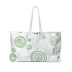 Our Beach Tote Bag is perfect for a day at the beach or in town. The wide-mouthed, durable bag holds a generous amount of personal items and is easily held by its thick rope handles. One size: 24" x13" (60.9 cm x 33 cm) 100% Spun Polyester T-bottom Cream sheeting interior lining Assembled in the USA from globally sourced parts   24" × 13" Length, in 24.02 Height, in 12.99 Width, in 5.51 Handle height, in 11.42 Beach Tote Bag With Rolled Handles, Summer Beach Bag With Rolled Handles For Travel, Beach Bags With Rolled Handles, Green Large Capacity Canvas Beach Bag, Large Capacity Green Canvas Beach Bag, Summer Travel Beach Bag With Rolled Handles, Travel Beach Bag Tote With Rolled Handles, Travel Tote Beach Bag With Rolled Handles, Travel Beach Tote With Rolled Handles