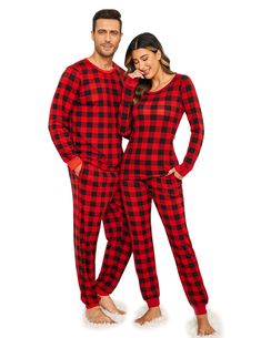 PRICES MAY VARY. 【Soft MATERIAL】Ekouaer Pajama Set made of stretchy and comfortable fabric,superbly lightweight,breathable,keep you easeful while sleeping at night,Enjoy the sweet time between couples 【Buffalo Plaid Pajamas】Pajamas for women and men pj set,the long sleepwear is designed with classic and fashion plaid,Allows you to be comfortable at home and convenient to go out 【Couples Pj Set】Him and Her couples pajama set,the long sleeve pj tops' neckline and cuffs are designed with contrast;p Christmas Pajamas Aesthetic, Women Christmas Pajamas, Pajamas Aesthetic, Family Pajama Sets, Christmas Classic, Pajamas Comfy, Christmas Pjs, Family Christmas Pajamas, Matching Pajamas