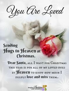 a christmas card with an angel holding a rose and the words, you are loved