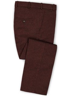 Light Weight Melange Wine Tweed Pants Red Formal Bottoms With Welt Pockets, Formal Red Bottoms With Welt Pockets, Formal Tweed Bottoms With Herringbone Pattern, Formal Tweed Pants With Herringbone Pattern, Elegant Fitted Tweed Bottoms, Fitted Dress Pants For Semi-formal Winter Occasions, Formal Wool Pants With Herringbone Pattern, Tailored Tweed Bottoms For Formal Occasions, Formal Tailored Tweed Bottoms