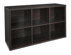 an open bookcase with six shelves on each side