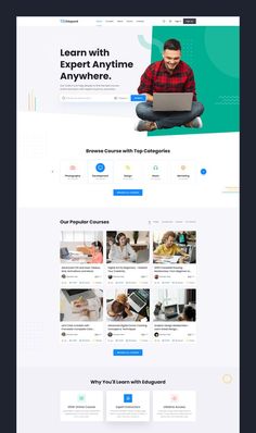 Eduguard - education & online course template for figma website design E Learning Course Design, Figma Website Design Template, Website For Courses, Website Design Course, Educational Websites For Students, Student Website Design, Course Page Design