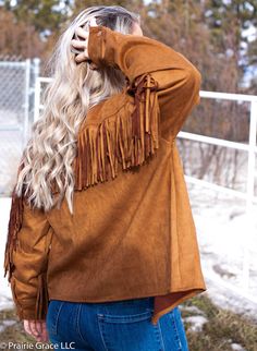 We live for FRINGE! this jacket is so soft and comfortable. && its ready to be dressed up or down!! 100% Polyester Dress Up