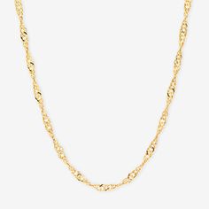 This Silver Reflections 24K gold over brass chain necklace will add trend to any jewelry collection. This chain is crafted in 24K gold over brass, comes in 18, 20 or 24 inches, has a solid Singapore chain construction and features a lobster clasp closure for a safe and comfortable wear. If you're looking for the perfect chain necklace for stacking or to wear alone, this chain must be added to your jewelry collection. Wipe chain clean with a soft cloth.Features: Nickel FreeJewelry Closure: Lobster ClaspLink Construction: SolidMetal Color: Gold ToneChain Length: 18 InchChain Width: 1.5 MillimetersCare: Wipe CleanMetal: 24k Gold Over BrassNecklace Type: Chain NecklacesOwned & Founded: Women Owned/FoundedCountry of Origin: Imported Brass Chain Necklace, Watch Chain, Chain Necklaces, Brass Chain, Shop Necklaces, Jewellery And Watches, Chains Necklace, Lobster Clasp, Jewelry Collection