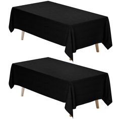 two black tablecloths with wooden legs on white background