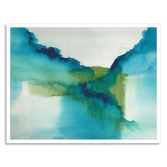 an abstract painting with blue and green colors