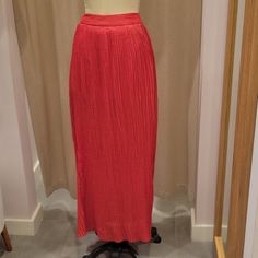 Kas New York Long Red Floor Length Skirt, Size M. Waist 30", Length 42 1/2". See Photos. Red Pleated Maxi Skirt For Summer, Red Long Pleated Skirt For Spring, Chic Red Long Pleated Skirt, Red Pleated Bottoms, Red Pleated Relaxed Maxi Skirt, Red Full Length Spring Skirt, Red Full-length Skirt For Spring, Red Full Length Skirt For Spring, Full Length Red Skirt For Spring