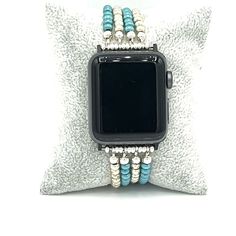 Reposhing This Item I Purchased From @Beadsnbangles. Love It, But Sadly Ordered The Wrong Size. Brand New, Only Tried On. Questions? Leave A Comment Below! Adjustable Silver Bracelet Watch Bands, Silver Bracelet Shaped Watch Bands, Adjustable Silver Beaded Apple Watch Band, Adjustable Silver Beaded Watch Bands, Apple Watch Strap, Wristbands, Silver Blue, Watch Strap, Blue And Silver