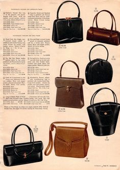 an advertisement for women's handbags from the 1950's