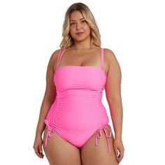 Dive into beach-worthy style with this drawstring one-piece swimsuit from Cyn & Luca. Dive into beach-worthy style with this drawstring one-piece swimsuit from Cyn & Luca. FEATURES Scoopneck Moderate coverage Soft, stretchy fabric moves with you Fully lined Soft bra cups WirelessFIT & SIZING Adjustable StrapsFABRIC & CARE Nylon, spandex Lining: poyester Hand wash Imported Size: 3X. Color: Pink. Gender: female. Age Group: adult. Juniors Swimwear, Swimsuit Plus Size, Plus Swimwear, 1 Piece Swimsuit, Pink Swimsuit, Soft Bra, Raglan Tee, Plus Size Lingerie, Cute Fits