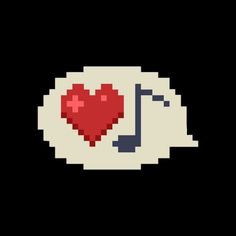 an old school pixel art with the word i love music and a heart on it