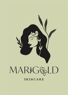 the logo for margold skin care, with a woman's face holding a flower