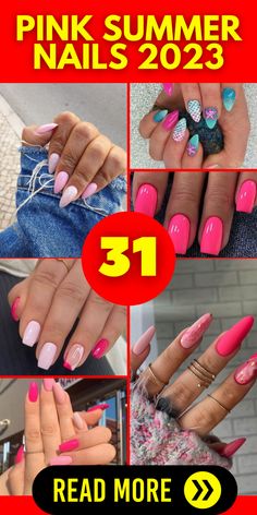 Get ready to flaunt those fingertips! From vibrant corals to dreamy pastels, we’ve curated the ultimate guide to elevate your summer mani-pedi game. Dive into the trendiest shades that’ll make your nails pop at every beachside brunch. Save this pin for your next salon appointment! 🌴🌺Feel free to share, save, and spread the nail-color love! 📌💅 Nails 2023 Pink And White, Summer Nails 2023 Pink, Summer Nails 2023, Pink Summer Nails, Summer Nail Polish, 2023 Pink