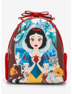 Loungefly Disney Snow White And The Seven Dwarfs Apple Mini Backpack Disney Princess Silhouette, Princess Silhouette, Quilted Velvet, Disney Snow White, Mini Mochila, White Clutch, Loungefly Bag, Faux Leather Backpack, Mini Apple