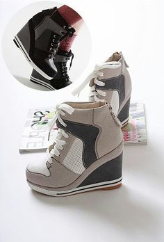 Wedged Sneakers, Fitness Shirts, Cute Shoes Heels, High Heel Sneakers, Platform High Heel Shoes, Girly Shoes, Aesthetic Shoes, Platform High Heels, Gym Shoes