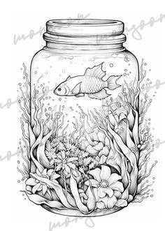 ★Jars in Wonderland Grayscale Coloring Book printable★A wonderful detailed fantasy coloring book The coloring book includes 30 pp. A4 Jars full of little Girls, surreal landscapes, deer, fishes, ships and many more. A perfect gift for all fantasy and wonderland fans. This book is also available as digital version. Tattoo Coloring Book, Digital Coloring Pages, Adult Coloring Books Printables, Grayscale Coloring Books, Detailed Coloring Pages, Free Adult Coloring Pages, Adult Coloring Book Pages, Digital Coloring, Animal Coloring Books