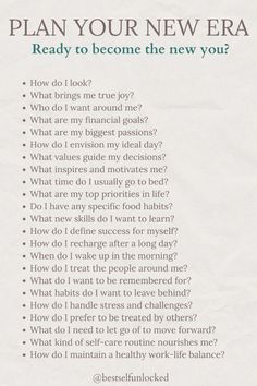 Beginning a new era is a powerful and personal journey. This journey is all about discovering what brings you joy and defining the path you want to take. It’s a time to reflect on your dreams, set meaningful goals, and embrace the changes that will help you grow. Think of this moment as a fresh start where you can reshape your life in a way that feels authentic and fulfilling. It’s about making choices that show who you are and who you want to be#visionboard #goalsetting #manifesting #visualization #dreambig #lawofattraction #mindset #selfimprovement #personaldevelopment #goalplanning How To Help Yourself, Tips To Take Care Of Yourself, How To Start A New Lifestyle, How To Create Dream Life, How To Spend Time With Yourself, How To Be A New Version Of Yourself, How To Become Who You Want To Be, How To Be Who You Want To Be, Journal Self Improvement
