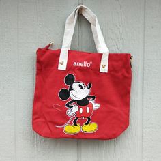 Red Mickey Mouse Canvas Shoulder Or Handbag 10 X 12 Inches Trendy Red Canvas Bag With Double Handle, Red Trendy Canvas Bag For School, Trendy Red Double Handle Canvas Bag, Trendy Red Canvas Bag For Travel, Trendy Red Canvas Bag For Shopping, Trendy Red Canvas Bag, Casual Red Canvas School Bag, Red Canvas Bag With Removable Pouch And Double Handle, Red Tote Canvas Bag For School