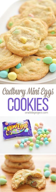 cadbury mini eggs cookies on a plate with candy