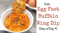 egg fast buffalo wing dip in a white bowl