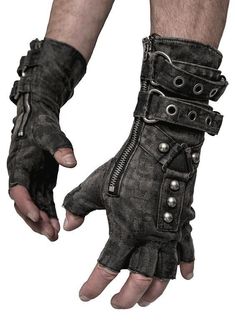 Leather Mittens, Apocalyptic Fashion, Concept Clothing, Punk Rave, Steampunk Clothing, Alternative Clothing