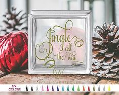 Stick this die cut vinyl decal sticker anywhere you want. Jingle-all-the-way Glass Block Decal. 6"x6" Glass Block - 4.5"x4.5" Decal. 8"x8" Glass Block - 6"x6" Decal. This is a single color decal and does not have a background. Diy Christmas Bells, Snow Craft, Shadow Box Decor, Snow Crafts, Artistic Ideas, Box Decor, Christmas Vinyl, Craft Decoration, Custom Vinyl Stickers