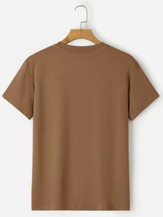 Men Solid Round Neck Tee | SHEIN USA Plain Tee Shirts, Kaos Oblong, Fashion Staples, Tan T Shirt, Beige T Shirts, Cut Clothes, Men Tshirt, T-shirt Refashion, Shirt Refashion