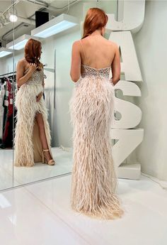 Jasz Couture 7402 Fitted evening gown featuring a feathered skirt and sheer bodice. Jasz Couture Prom Dresses, Jasz Couture, Prom Dress Stores, Prom Dress Styles, Prom Gown, Couture Dresses, 15 Dresses, Fitted Bodice, Flare Skirt