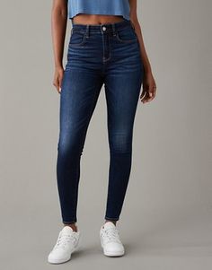 Our skinniest fit in a high rise & soft stretch denim. Jeggings Outfit, Denim Jeggings, American Eagle Jeggings, Jean Jeggings, Cool Stuff, The Cool, High Waist Jeans, Jeggings, Next Level