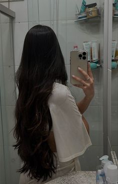 Long Brunette Hair Aesthetic, Haircare Vision Board, Butterfly Haircut For Long Hair, Hair Claims, Dark Brown Long Hair, Haircare Tips, Long Shiny Hair, Butterfly Cut, Long Healthy Hair