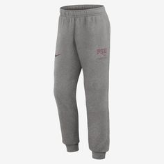 These Florida State Seminoles Primetime Club Joggers are a closet staple for form, function and design. The fleece lining is warm, and ribbed cuffs provide a classic jogger fit. Seminole Florida, Florida State Seminoles, College Sports, Fleece Joggers, Florida State, Mens Activewear, Sport Pants, Men's Nike, Heather Gray