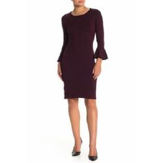 Calvin Kleinstyle: Dressoccasion: Cocktailsize: Lmaterial: Rayoncolor: Purplecrew Neckabove The Kneebell Sleeve. Calvin Klein Midi Dress For Fall Workwear, Chic Calvin Klein Dresses For Fall, Calvin Klein Workwear Dresses For Fall, Calvin Klein Fall Workwear Dresses, Calvin Klein Knee-length Dresses For Fall, Calvin Klein Knee-length Fall Dresses, Calvin Klein Fitted Dresses For Fall, Calvin Klein Formal Dress For Fall, Calvin Klein Fall Formal Dress