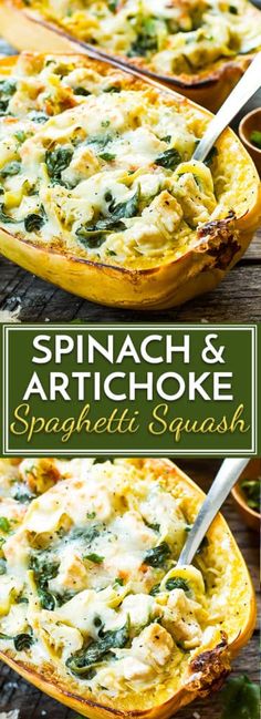 spinach and artichoke stuffed squash is an easy side dish for any meal